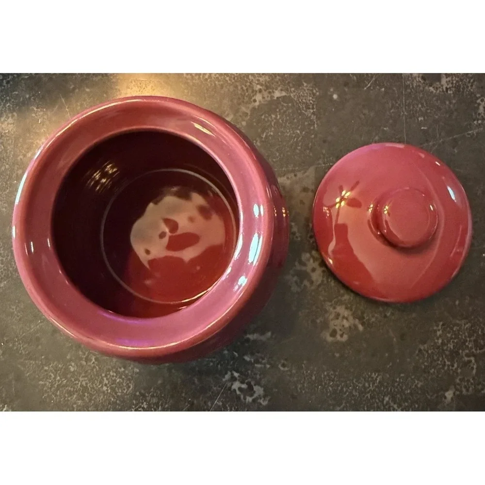 Longaberger Pottery Lidded‎ Sugar Bowl Lid Woven Traditions • Paprika • USA